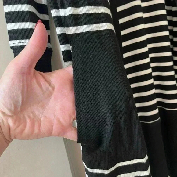 Workshop Black & White Striped Cardigan Women’s size Small - Picture 4 of 13